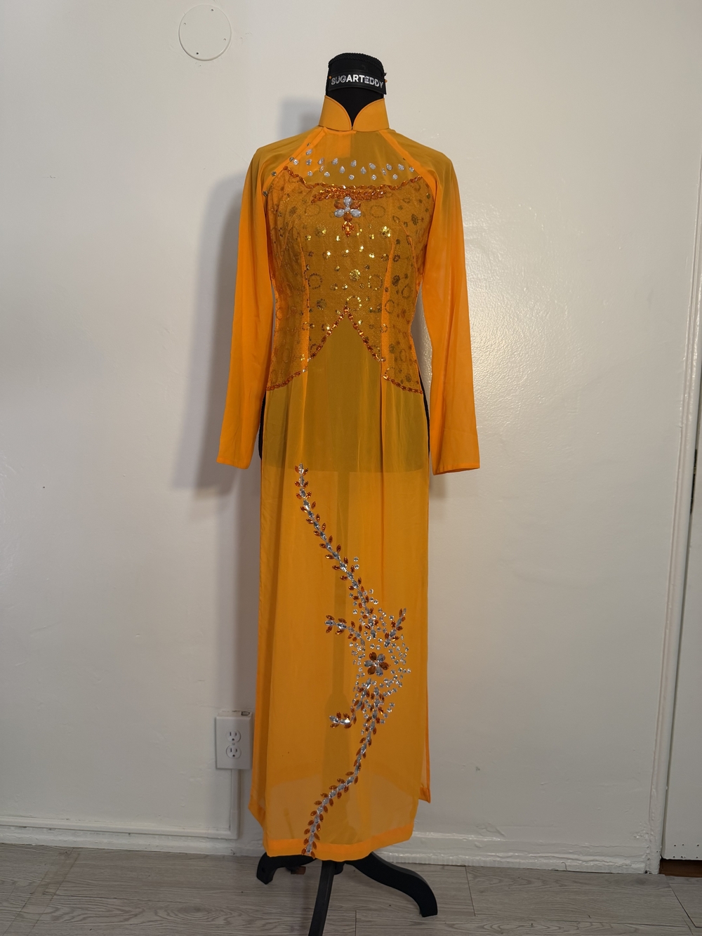 Bundle 3/$30 Ao Dai Vietnamese Elegant Orange Embellished Women’s Dress
